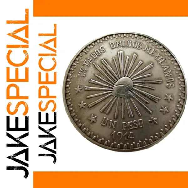 1914 Mexico 1 Peso Silver Plated Coin Replica