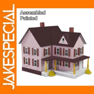 Two-Story Pink Model House for HO Scale Trains