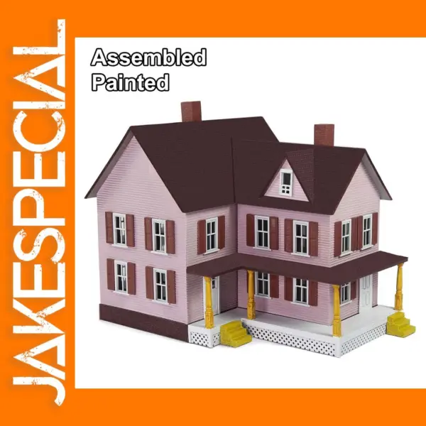 Two-Story Pink Model House for HO Scale Trains