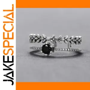 Vintage Adjustable Black Stone Ring for Women