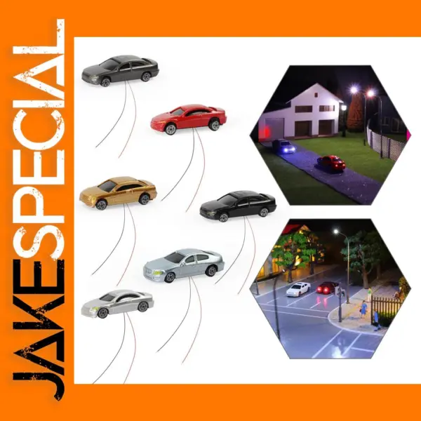 8pcs N Scale 1:160 Lighted Model Cars