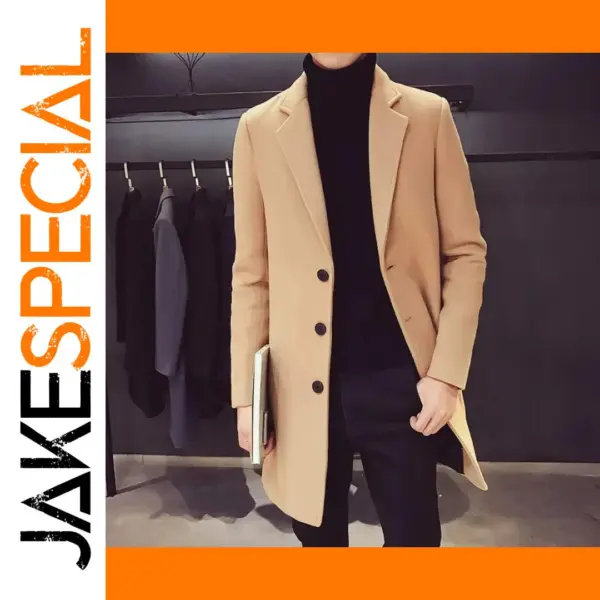 Men's Long Cotton Casual Windbreaker Coat