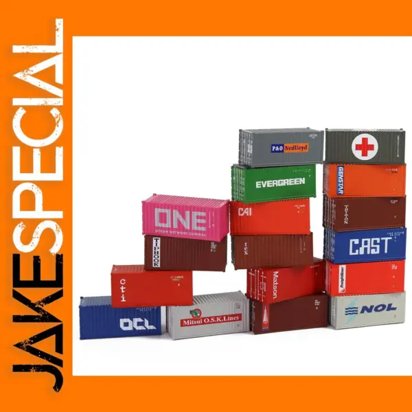 3pcs N Scale 20ft Containers with Magnets