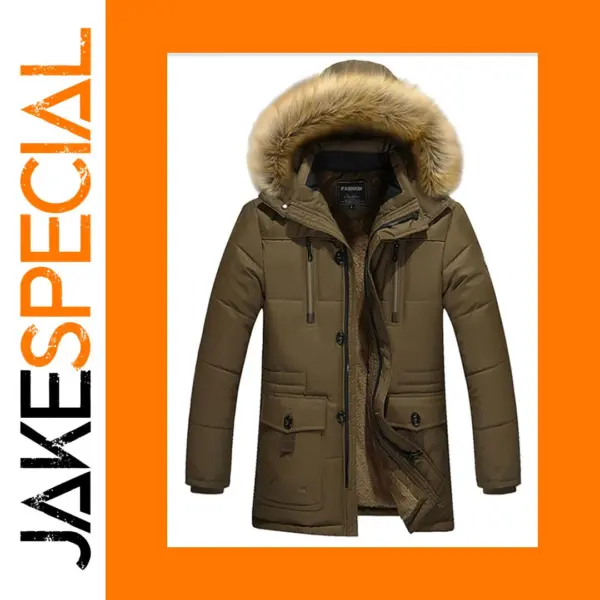 Men's Winter Jacket with Raccoon Fur Collar