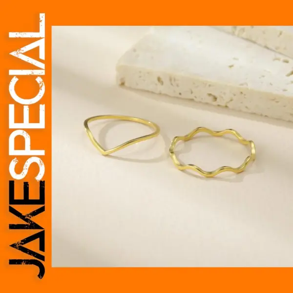 Minimalist Gold Color Wave Ring for Women