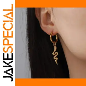 Gold Color Snake Pendant Drop Earrings