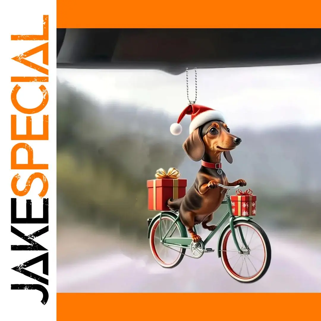 Christmas Riding Dog Acrylic Keychain 1 Christmas Riding Dog Acrylic Keychain