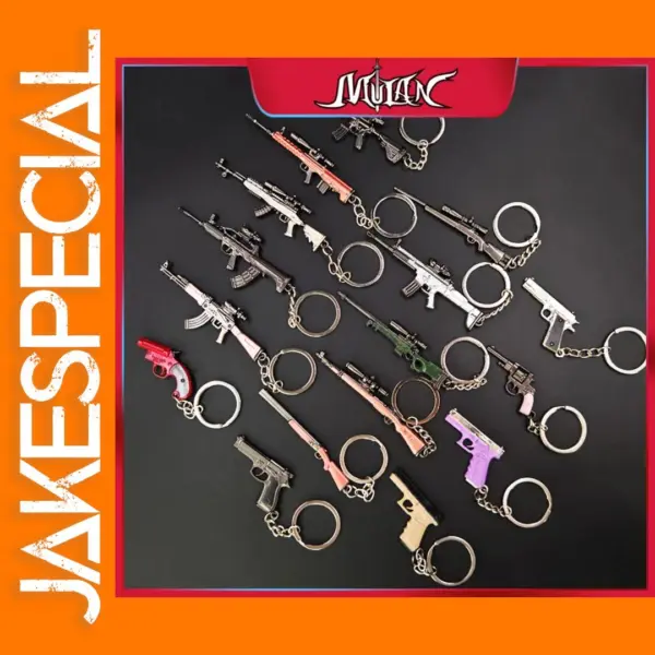 Chicken Dinner Game Keychain Set with P90 and AWM