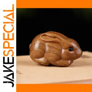 Wooden Rabbit Sculpture Zodiac Home Decor