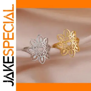 Gold Color Filigree Lotus Flower Ring