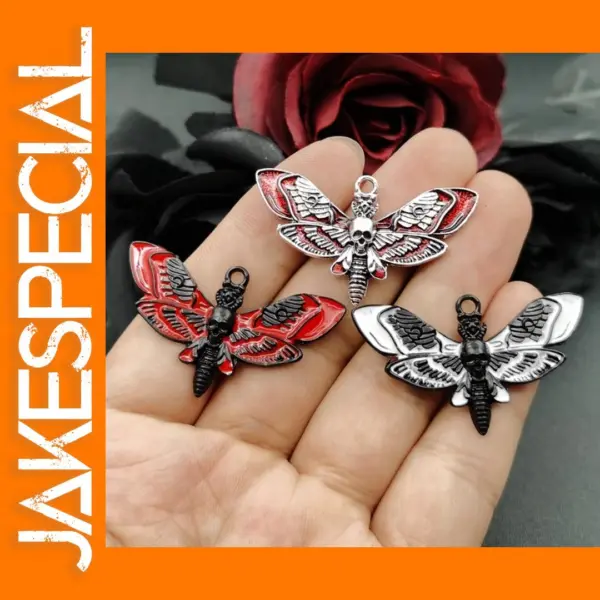 Zinc Alloy Death Moth Charms Set of 5