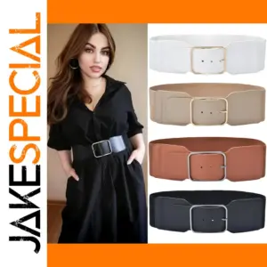 Women's Stretchy Wide Waist Belt with Buckle