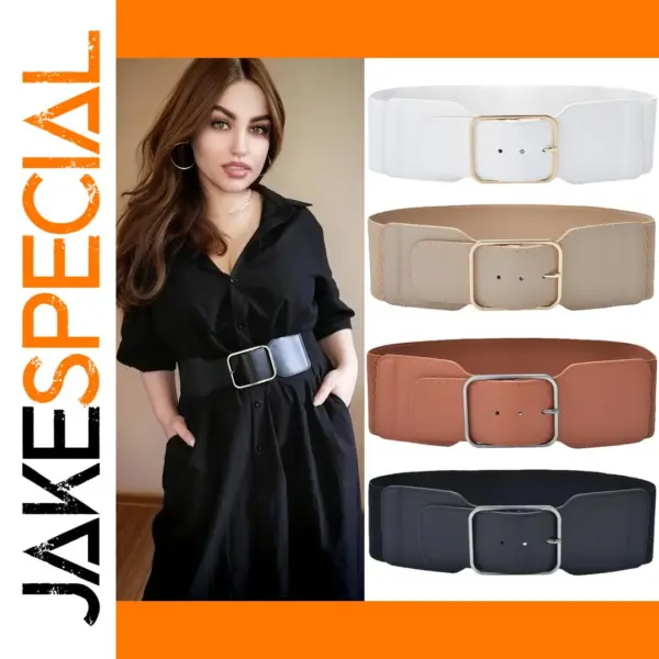 Women's Stretchy Wide Waist Belt with Buckle