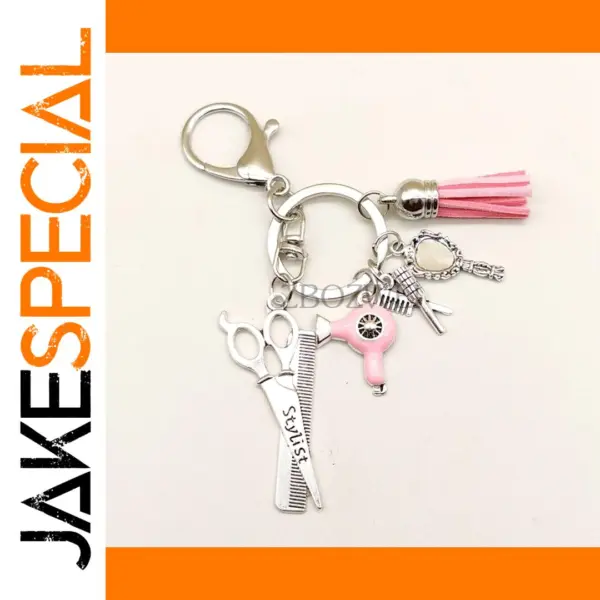 Hairstylist Scissors Comb Hair Dryer Keychain