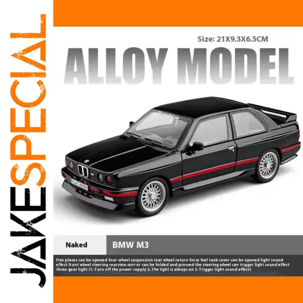 1:24 BMW M3 E30 Alloy Diecast Car Model