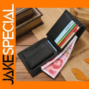 Genuine Leather Men's Wallet - Black Cowhide
