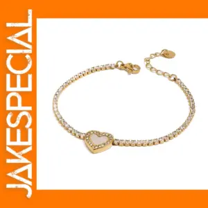 Heart-Shaped 18K Gold Zircon Bracelet