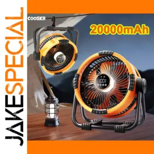 Portable Camping Fan with 20000mAh Battery and LED Light
