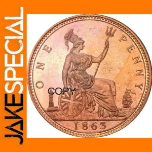 1863 Great Britain Victoria One Penny Replica Coin