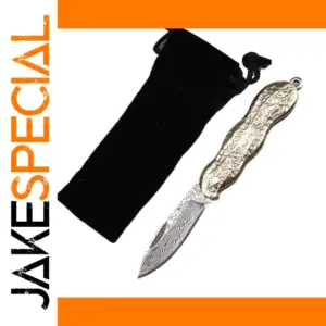 VG10 Damascus Steel Folding Knife with Brass Handle