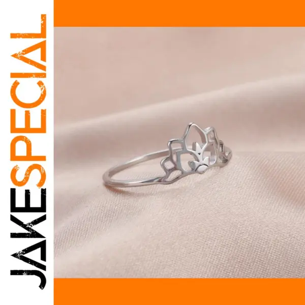 Stainless Steel Lotus Flower Ring for Women