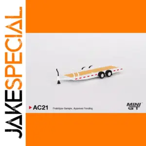 1/64 Scale White Car Hauler Trailer Model