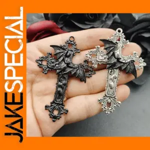 2pcs Large Bat Cross Pendant Charms