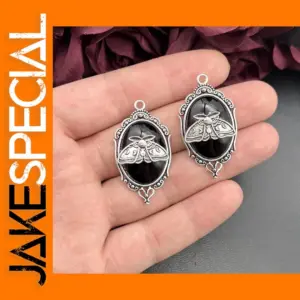 Silver Plated Moon Moth Charms Set of 4