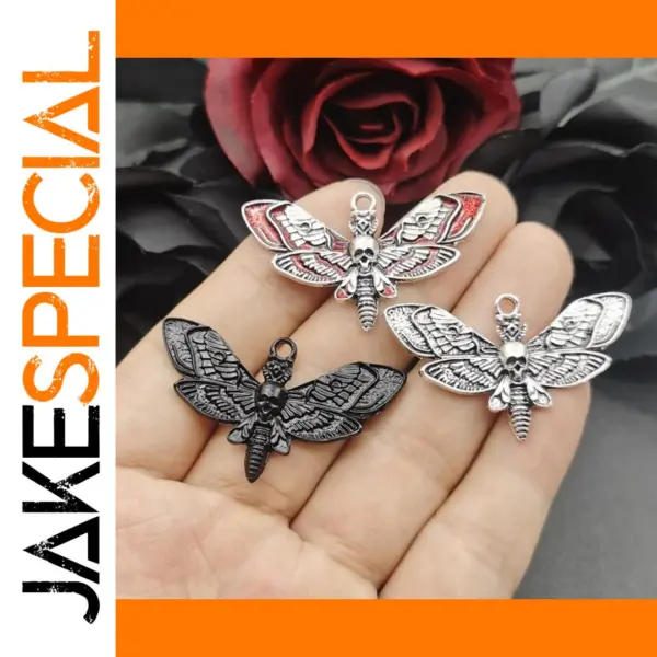 5pcs Gothic Death Head Moth Pendants