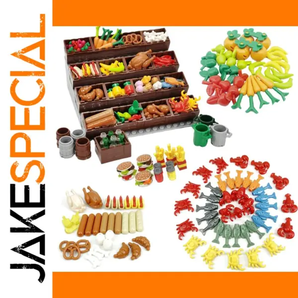 LEGO-Compatible Food Market Display Rack Set