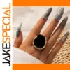 Vintage Black Enamel Ring with Geometric Design