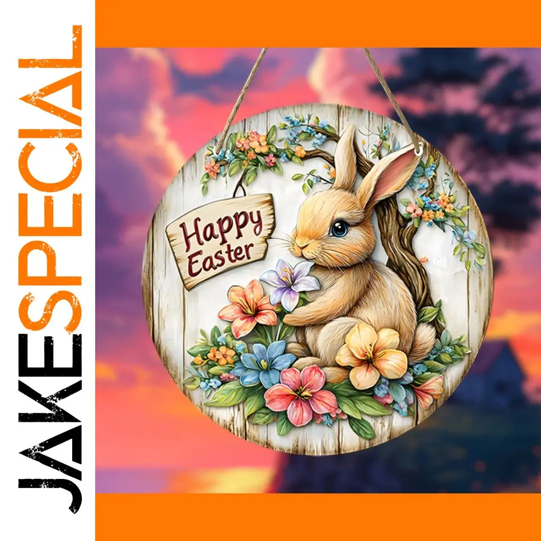 Farmhouse Wooden Easter Bunny Wreath 1 Farmhouse Wooden Easter Bunny Wreath