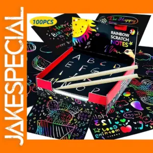 100PCS Rainbow Scratch Drawing Note Cards