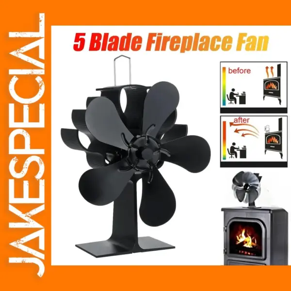 5-Blade Heat-Powered Fan for Fireplace