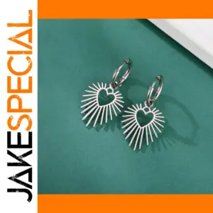 Heart-Shaped Stainless Steel Drop Earrings