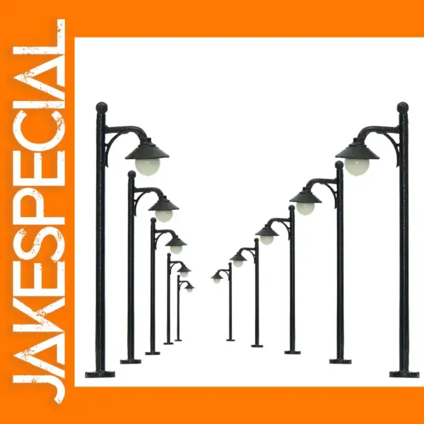 10pcs N Scale Warm White Lamp Posts Set