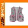 Floral Embroidered Open Waistcoat for Women