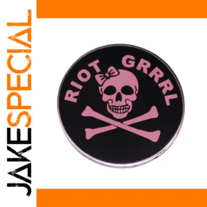 Riot Grrrl Black Pink Skull Brooch