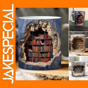 3D Bookshelf Mug Creative Ceramic Design