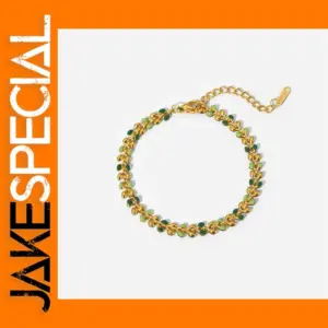 Green Dripping Olive Leaf Stainless Steel Bracelet