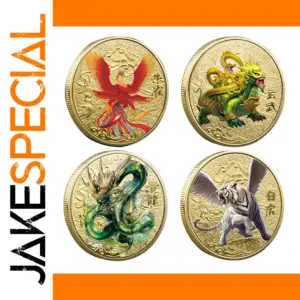 Chinese Lucky Gold Coin with Mythical Creatures