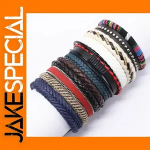 10 Pcs Leather Wrap Bracelets Set