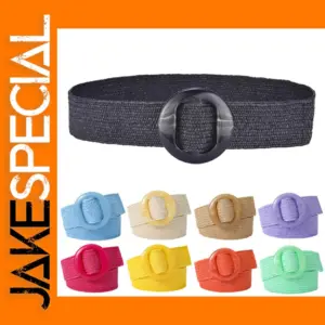 Beltox Women Straw Woven Elastic Belt