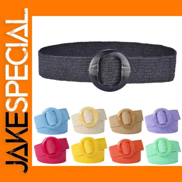 Beltox Women Straw Woven Elastic Belt