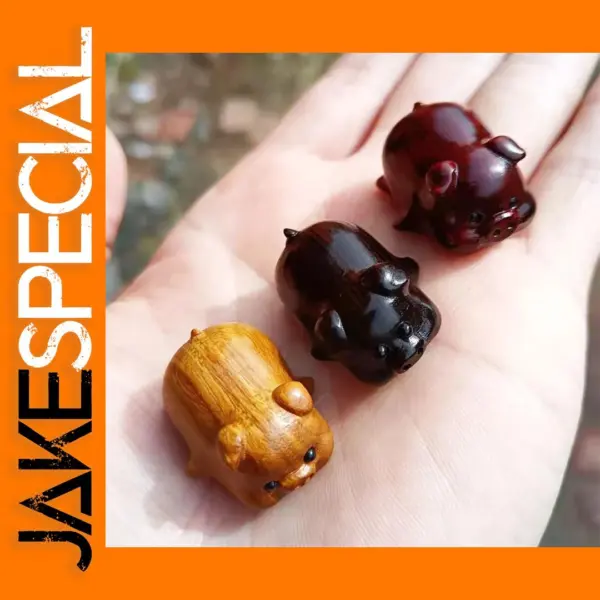 Mini Wooden Lucky Pig Keychain Ornament