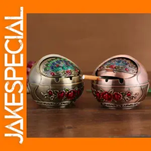 Vintage Metal Windproof Ashtray with Lid