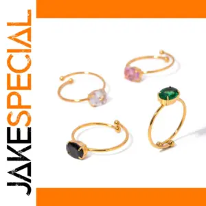 Open Ring with Zirconia Diamonds in Gold Tone