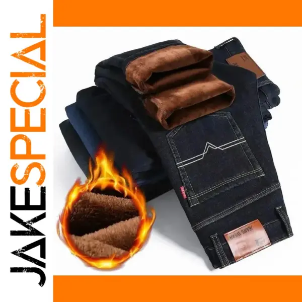 Men's Fleece Lined Jeans for Fall and Winter