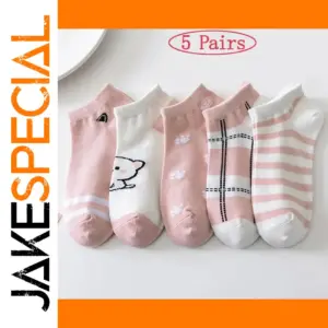 5 Pairs Women's Cute Cat Casual Short Socks