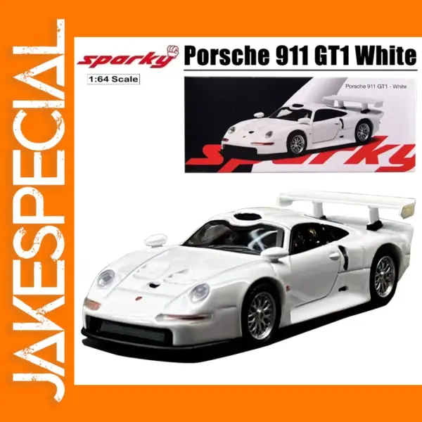 1/64 Scale Porsche 911 GT1 White Diecast Model